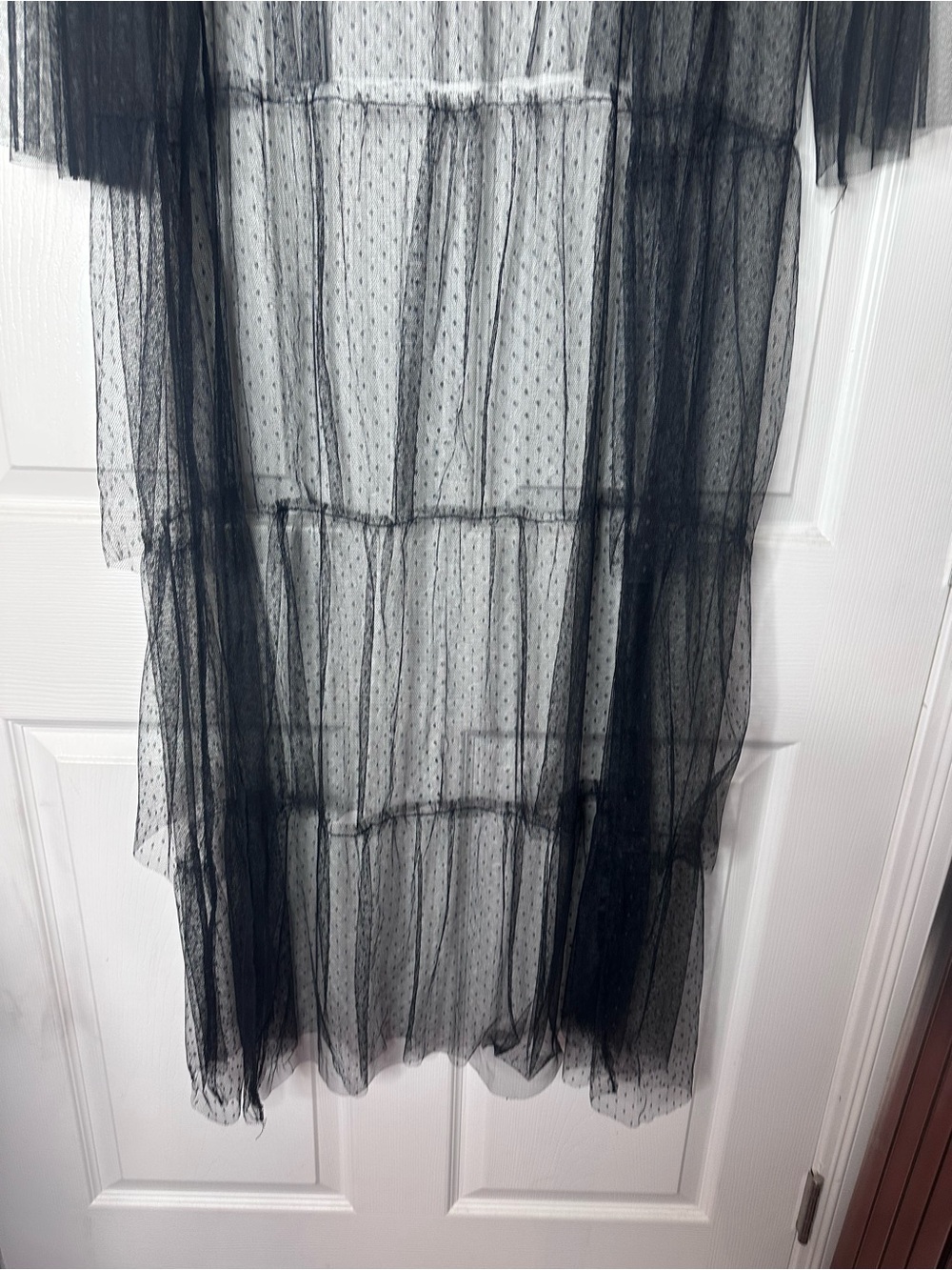 Sheer Ruffled Lace Long Robe/Duster - Black - Picture 8 of 9